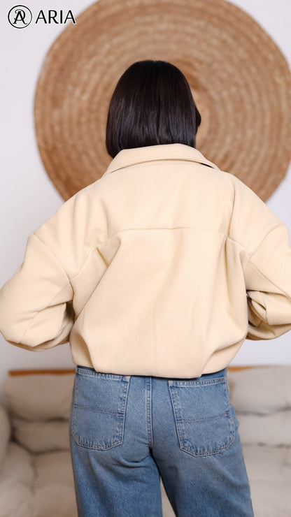 Soft Wool Jacket - Creamy Beige Elegant