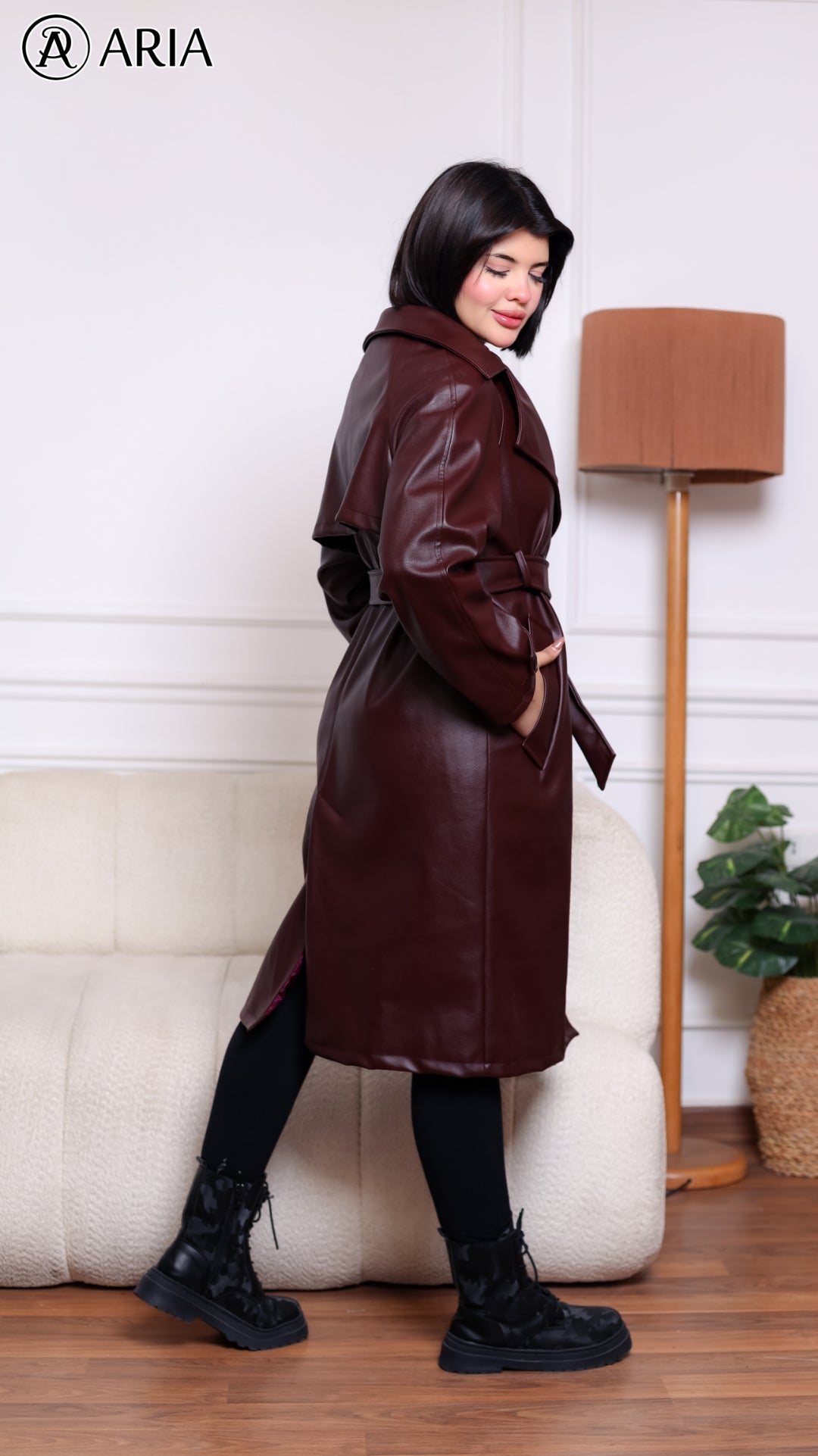 Trench Coat - Burgundy Stylish