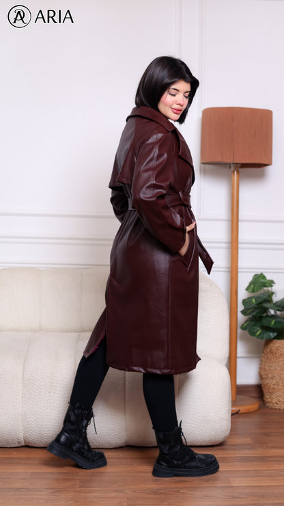 Trench Coat - Burgundy Stylish