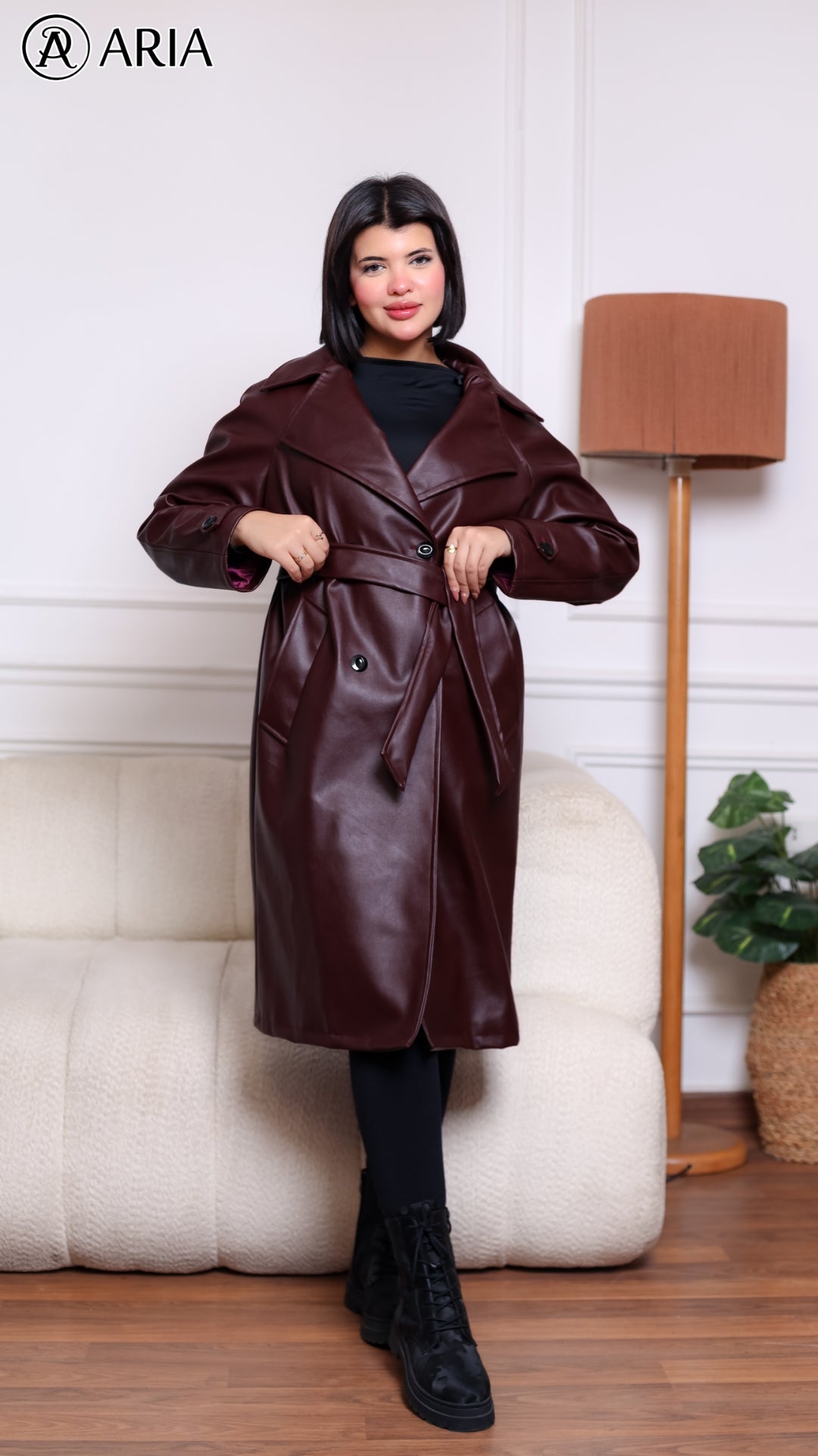 Trench Coat - Burgundy Stylish