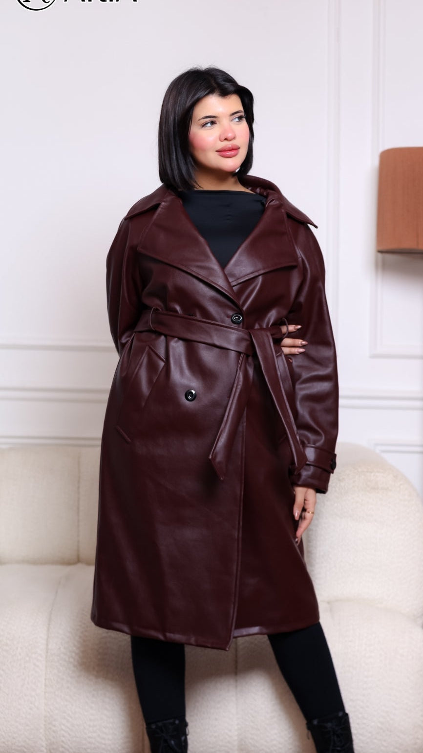 Trench Coat - Burgundy Stylish