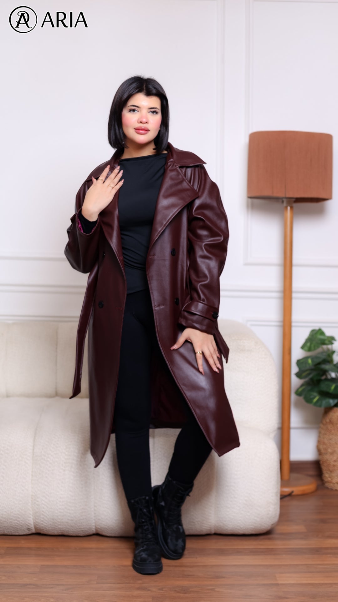 Trench Coat - Burgundy Stylish