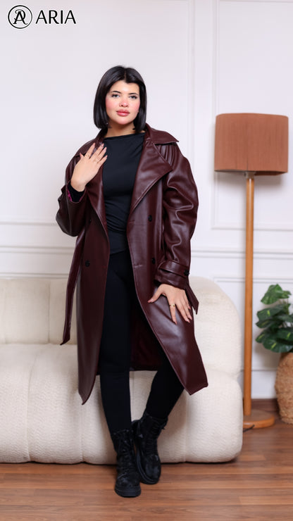 Trench Coat - Burgundy Stylish
