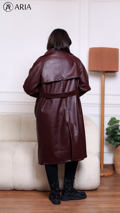 Trench Coat - Burgundy Stylish