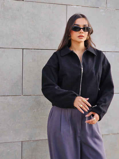 Soft Wool Jacket - Black Elegant