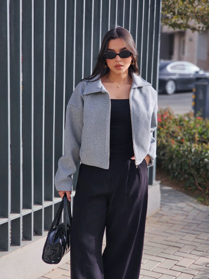 Soft Wool Jacket - Gray Elegant