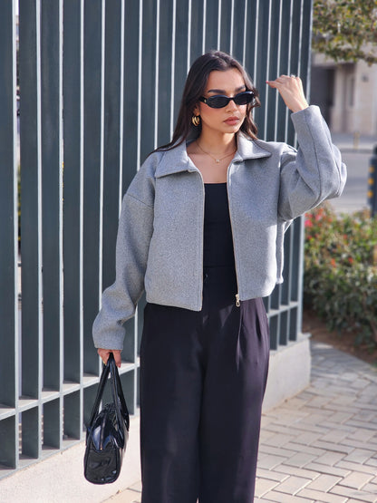 Soft Wool Jacket - Gray Elegant